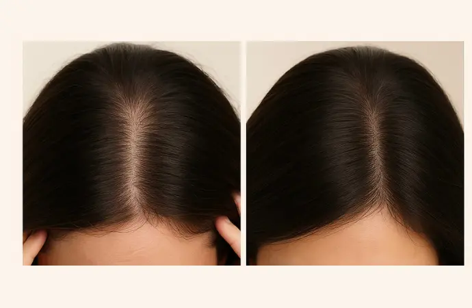 Postpartum Hair Loss Before after 1